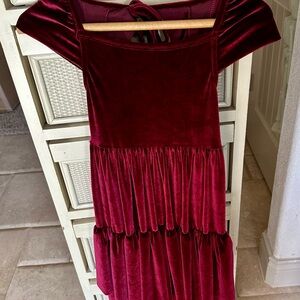 Joyfolie Burgundy Velvet Kids Formal Dress(worn once)